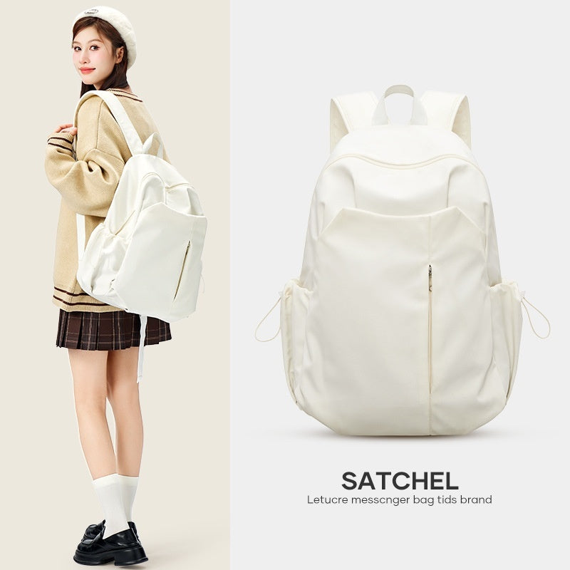 white-school backpack-Green-high-school-student-bag