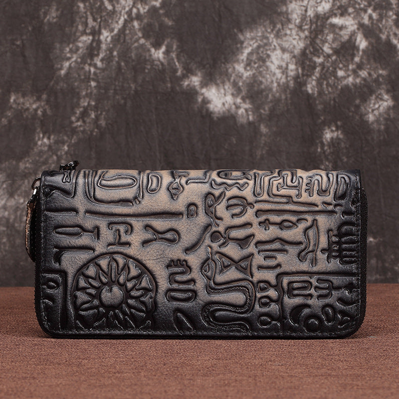 Vintage-oracle-leather-clutch-wallet-in-retro-coffee-#Vintage-Clutch-Wallet
