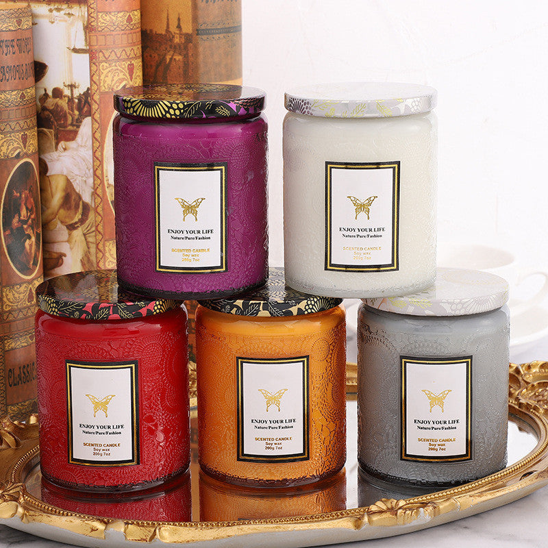 Importikaah Handmade Embossed Glass Fragrance Aromatherapy Soy Candles: Luxurious Gifts