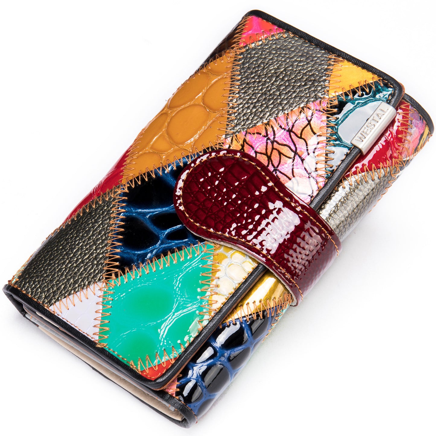 Genuine-leather-color-patchwork-coin-purse