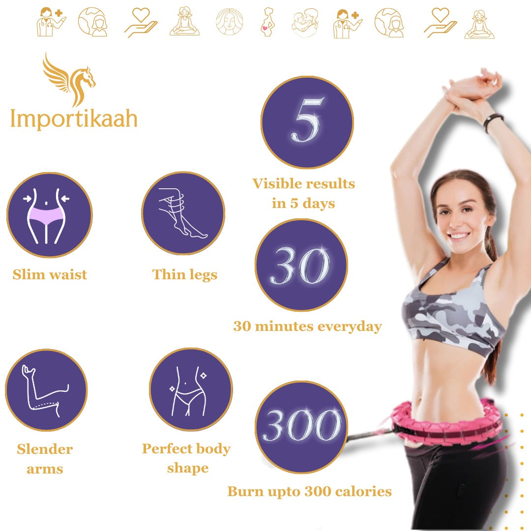 Importikaah Smart Weighted QuickFit Hula Hoop for Weight Loss, 24 Detachable Knots, 2 in 1 Abdomen Fitness Massage, Great for Adults and Beginners