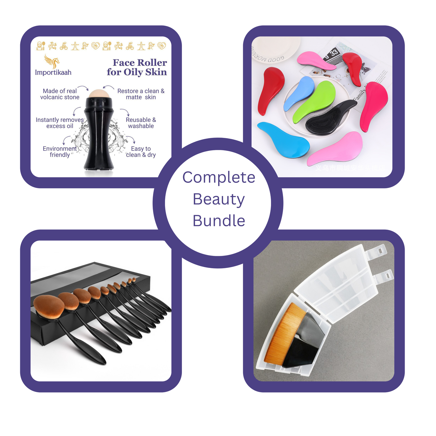 Complete Beauty Essentials Set: Brush, Roller, Comb, and More