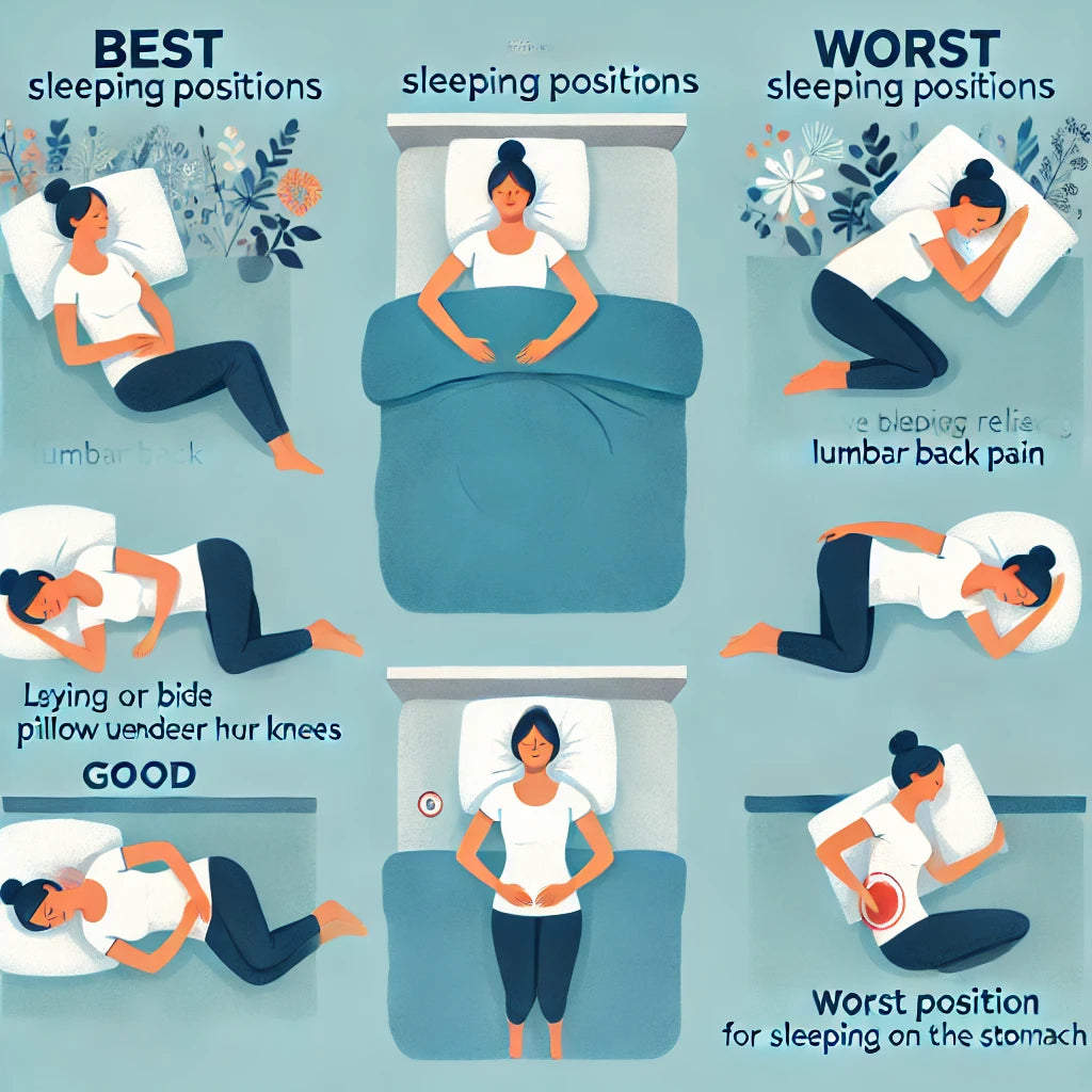 lumbar back pain, sleeping positions, back pain relief, best sleeping ...