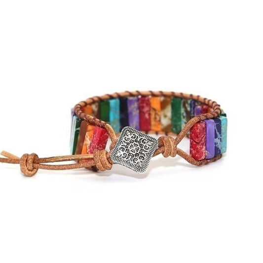 Importikaah Milangirl Chakra Bracelet: Handmade Multi-Color Natural Stone Tube Beads Wrap Bracelet - Ideal Couples Gifts