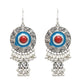 silver-jhumka-earrings-ornate-tribal-tassels-vibrant-bead-detailing