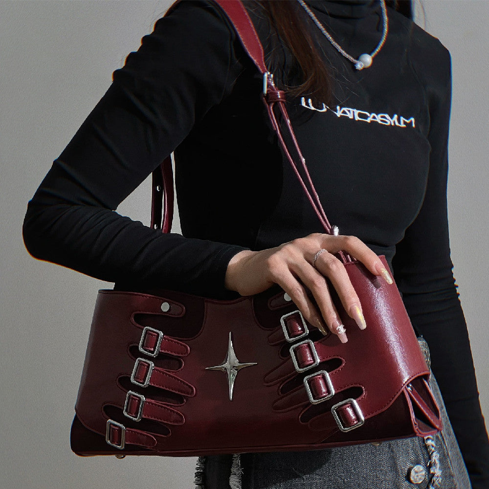 Sleek-Charm-wine-red-PU-shoulder-messenger-bag-with-an-artificial-leather-texture
