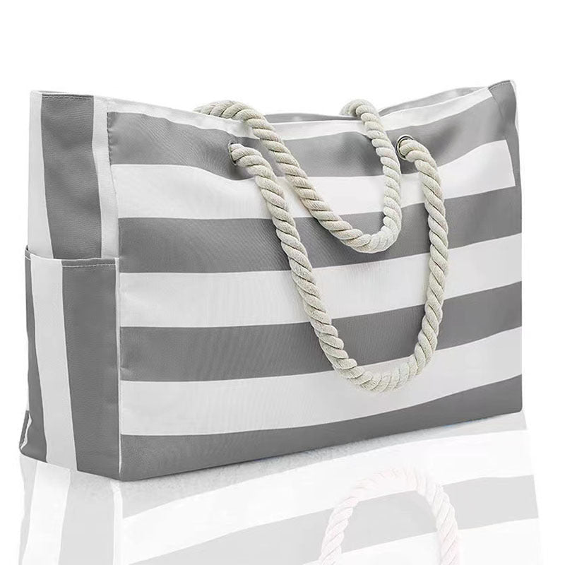 Coastal-style-striped-storage-bag-for-outdoor-activities