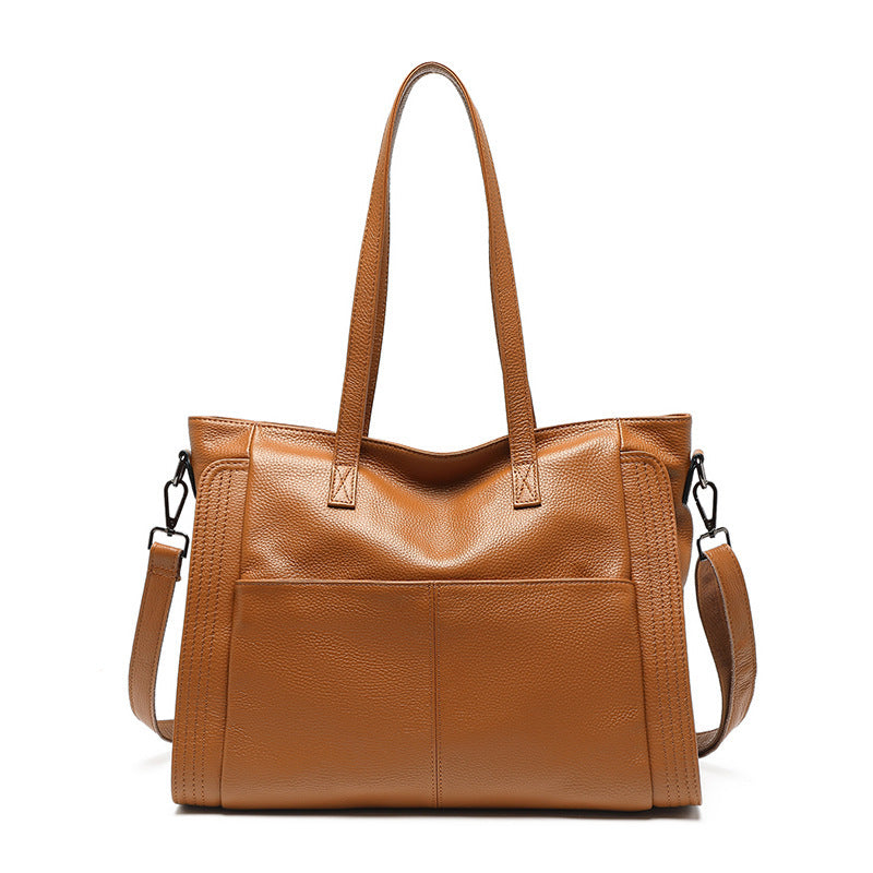 Chic-first-layer-cowhide-womens-handbag-in-khaki