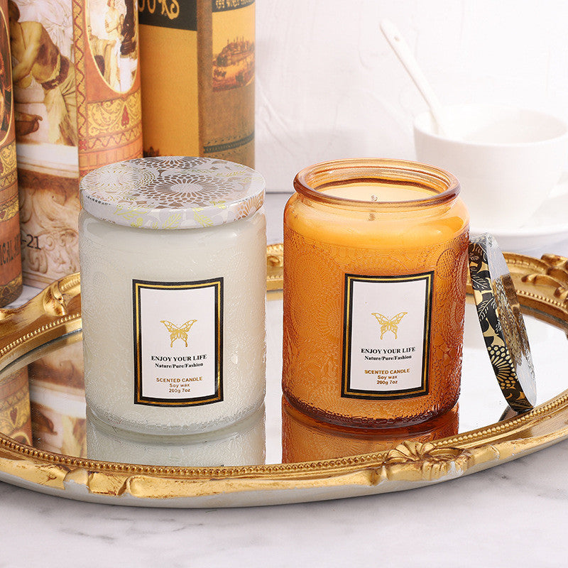 Importikaah Handmade Embossed Glass Fragrance Aromatherapy Soy Candles: Luxurious Gifts