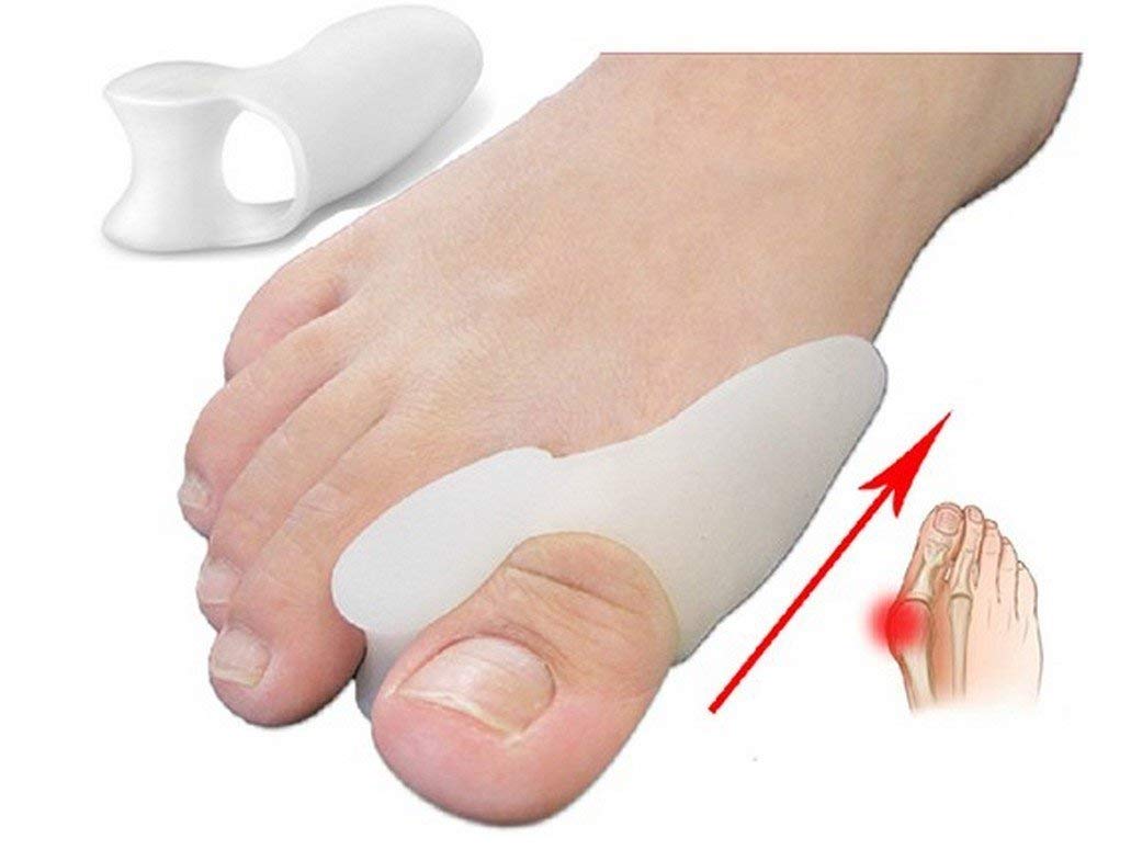 IMPORTIKAAH Silicone Toe Separator Hallux Valgus Bunion Treatment Orthopedic Brace Pair, White -Set of 2