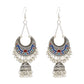 elegant-silver-jhumka-earrings-tribal-gypsy-design-colorful-beads