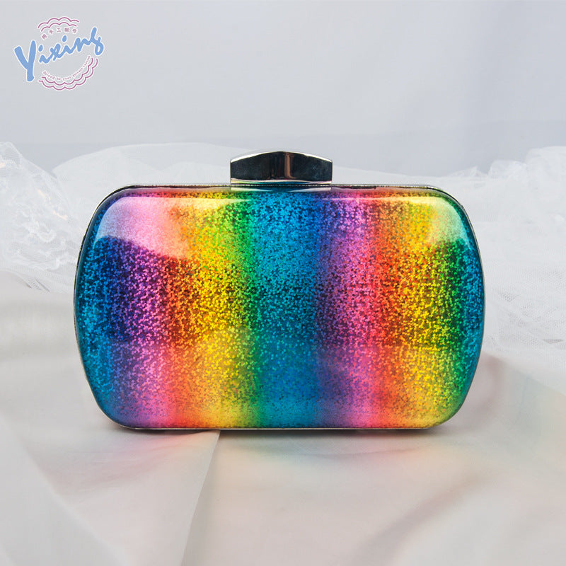 Vibrant-rainbow-laser-PU-clutchKoreanStyle