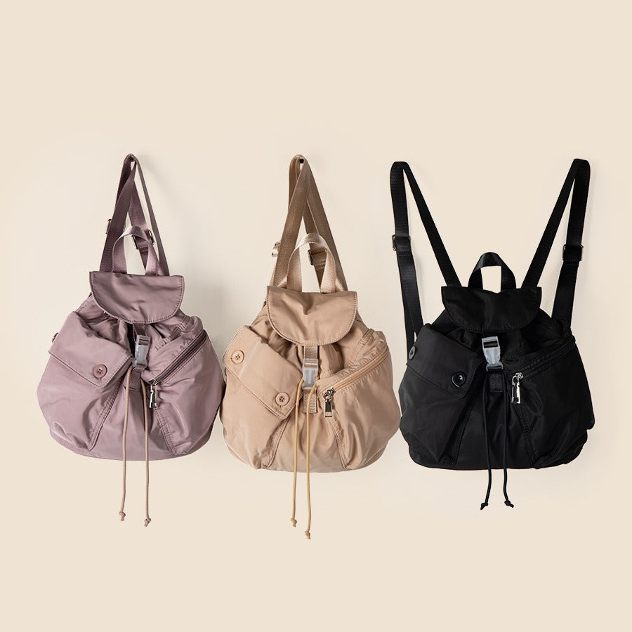 Apricot-nylon-bag-with-drawstring-closure