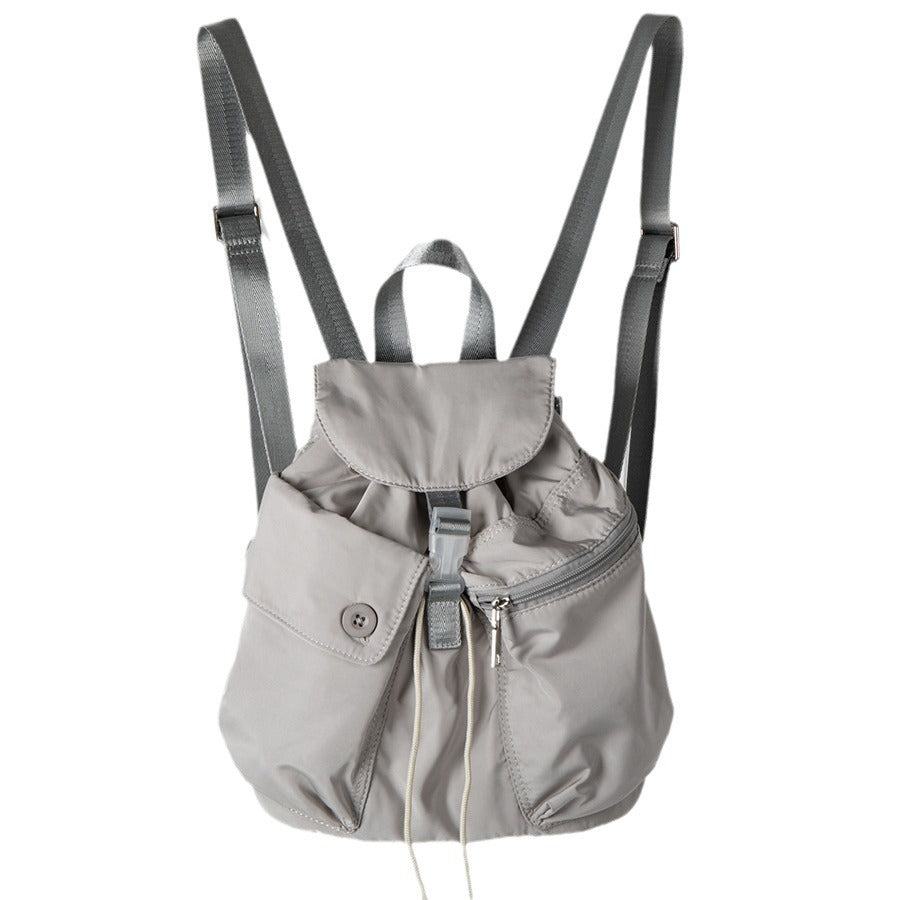 Gray-nylon-drawstring-bag-front-view