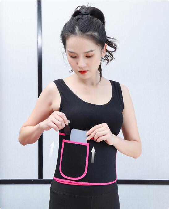 Importikaah-Adjustable-black-slimming-belt-snug-fit-featuring-built- phone-pocket-front-easy-access-support