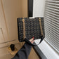 Stylish-canvas-chain-shoulder-bag-in-small-chequered-black