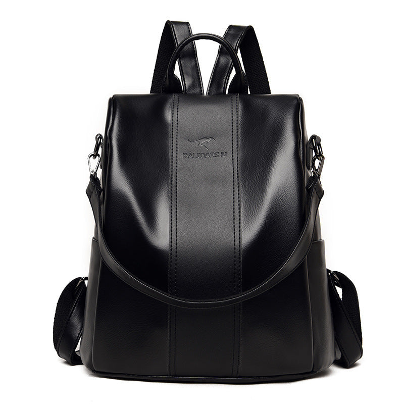 black-medium-soft-leather-travel-backpack