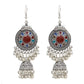 detailed-view-vintage-silver-jhumka-earrings-tassels-tribal-elements