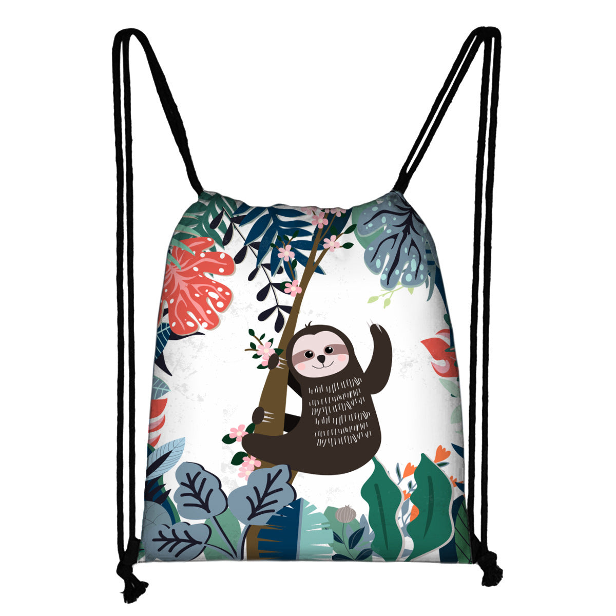 Camping-accessories-drawstring-backpack-with-fun-sloth-design