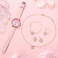 vibrant-pink-suit-bracelet-set-chic-watch