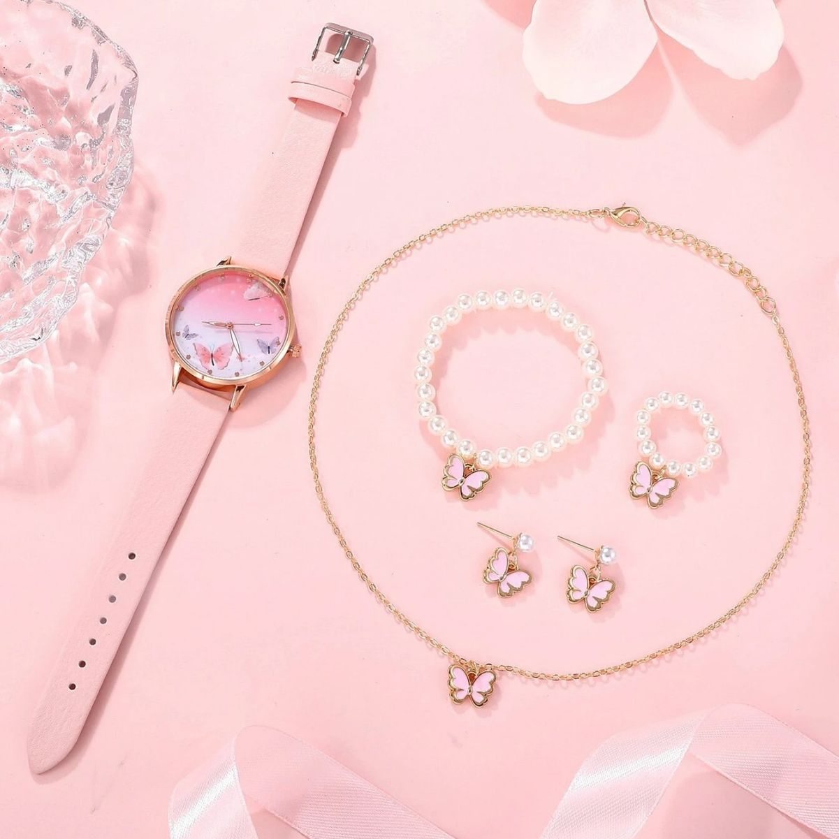 vibrant-pink-suit-bracelet-set-chic-watch