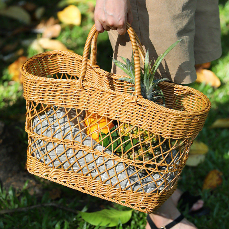 Handcrafted-rattan-inspired-picnic-basket-portable-design