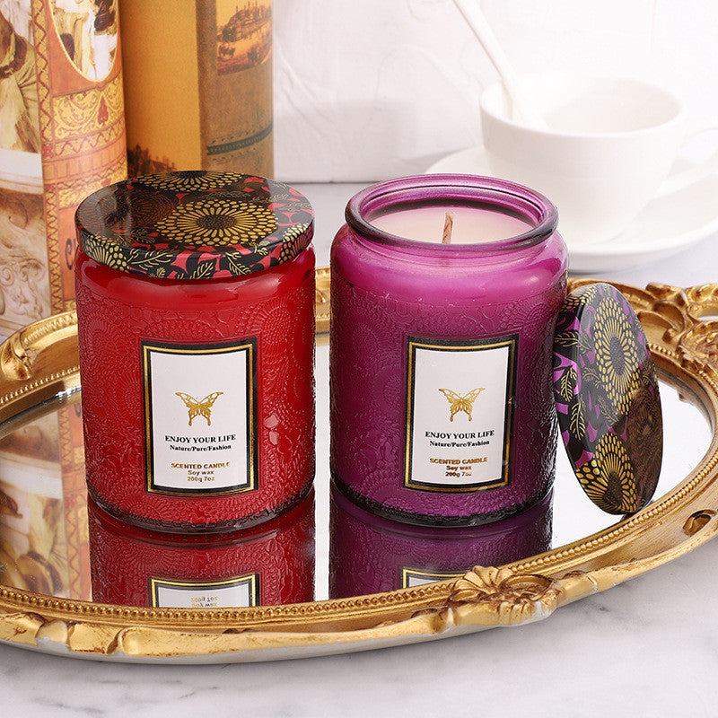 Importikaah Handmade Embossed Glass Fragrance Aromatherapy Soy Candles: Luxurious Gifts