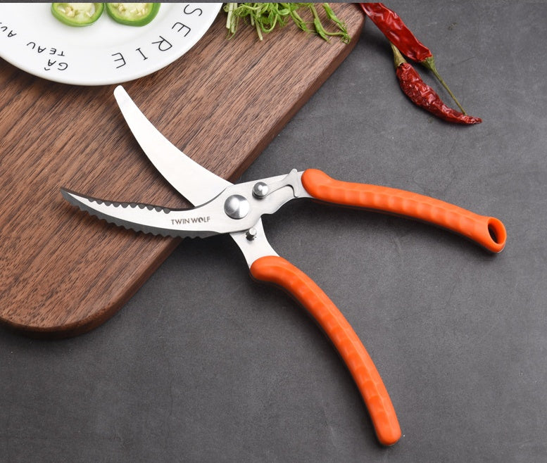 ergonomic-semi-automatic-chicken-fish-scissors-importikaah-durable-stainless-steel-sharp-cutting-edges