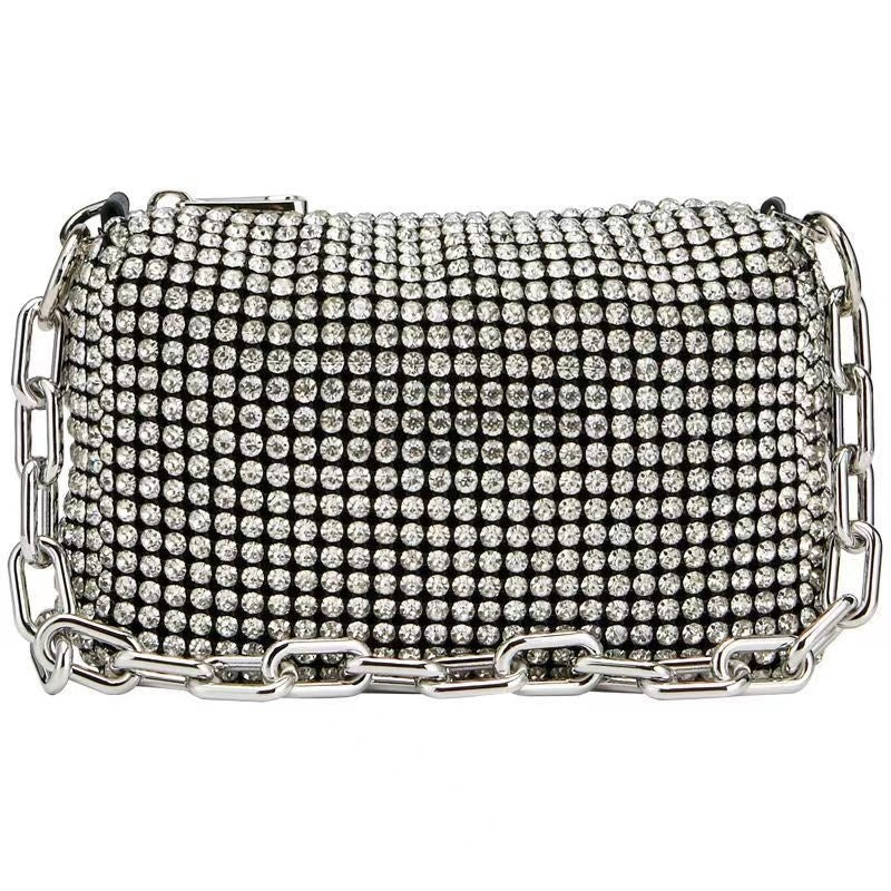 Elegant-evening-bag-with-long-chain-strap#DiamondClutch