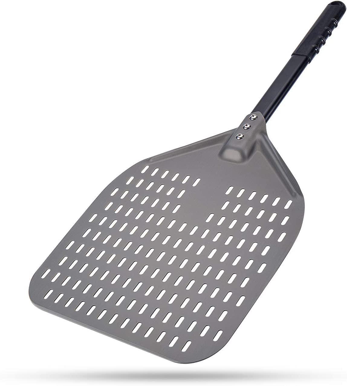 Perforated Pizza Peel 12 x 14 Inch Rectangular Pizza Turning Peel, Professional Anodized Aluminum Turning Pizza Paddle, 26 inch Overall with Classic Pizza...