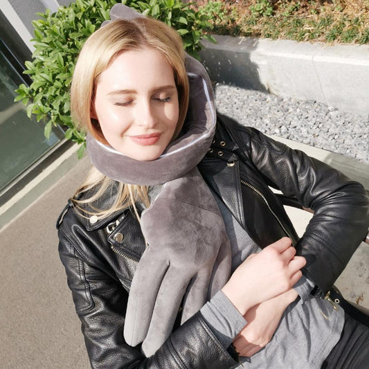 Travel Neck Pillow Bends Hand Shape Headrest Soft Car Flight Office Cushion Gray